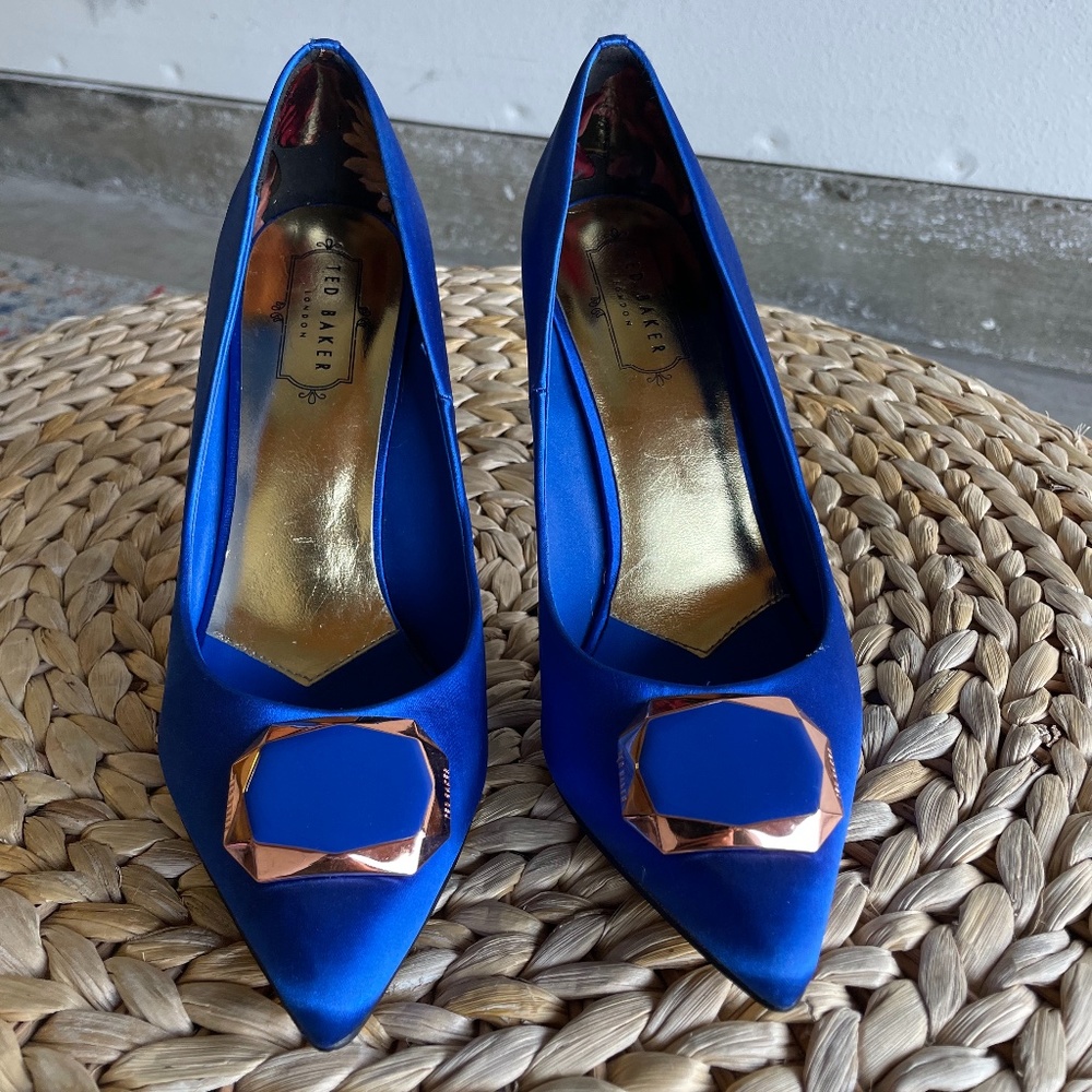 Ted Baker royal blue satin pumps